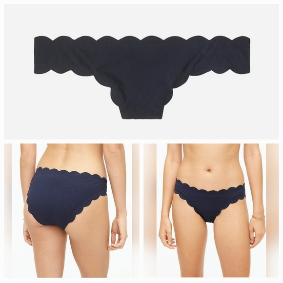 J. Crew Scallop Piqué Surf Hipster Bikini Bottom - Picture 1 of 6
